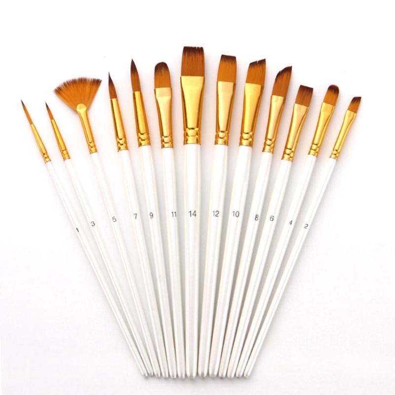 Zhu Ting Student Nylon Wool Multifunctional Watercolor Brush(13 PCS/Set Pearl White)