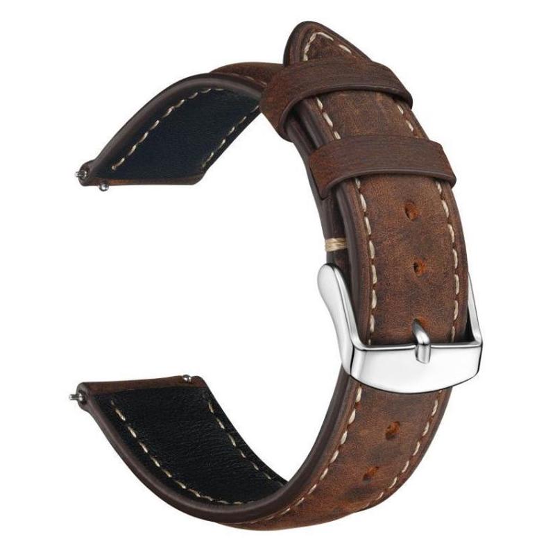 20mm xDfind Retro Crazy Horse Texture Leather Watch Band(Dark Brown)