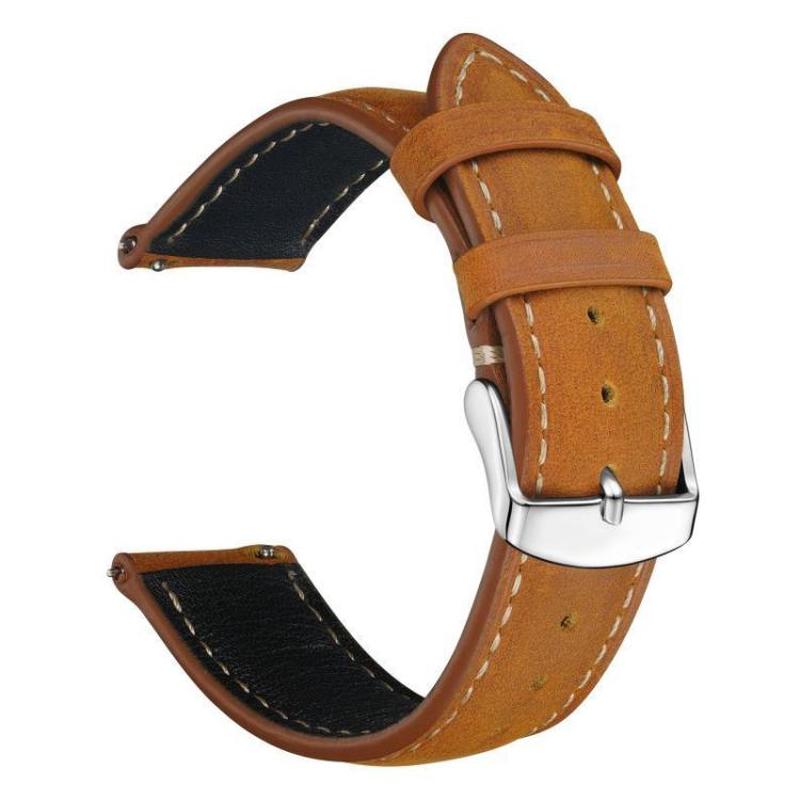 20mm xDfind Retro Crazy Horse Texture Leather Watch Band(Yellow Brown)