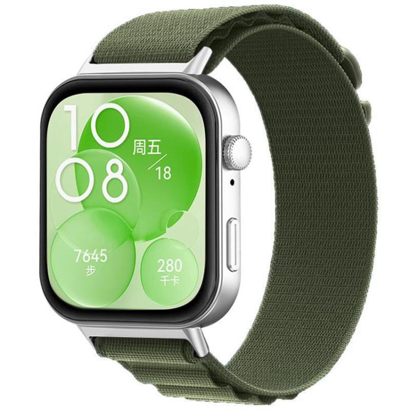 For Huawei Watch Fit3 / Fit4 / Fit4 Pro xDfind Nylon Loop Sport Watch Band(Army Green)