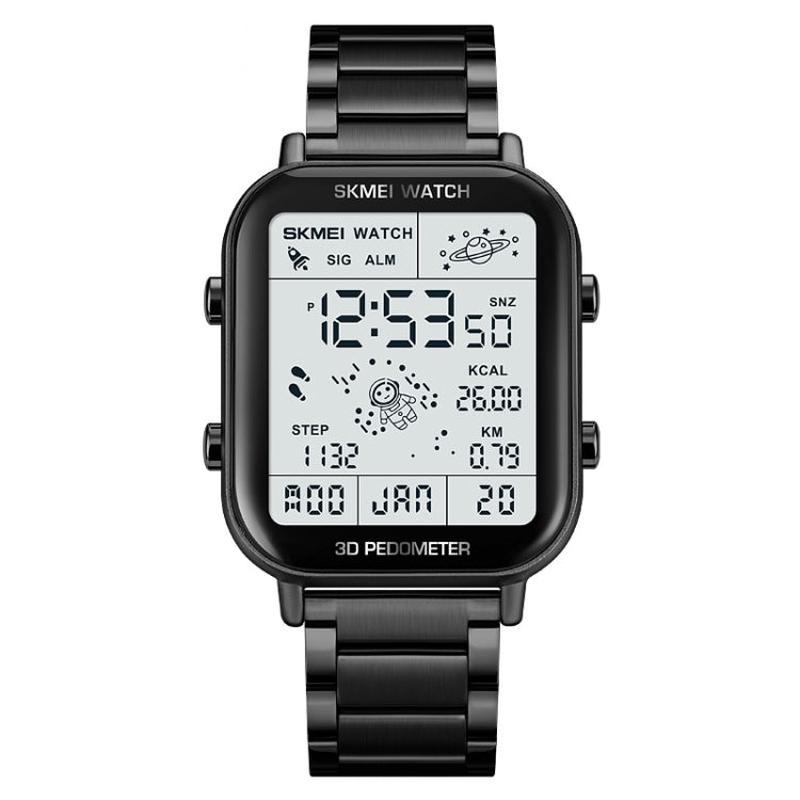 SKMEI 1888 Multifunctional Men 30M Waterproof Sports Stainless Steel Digital Wrist Watch(Black)