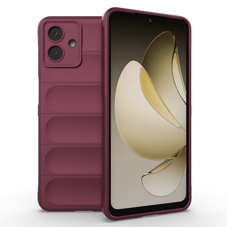 For Samsung Galaxy A07 4G Magic Shield TPU + Flannel Phone Case(Wine Red)