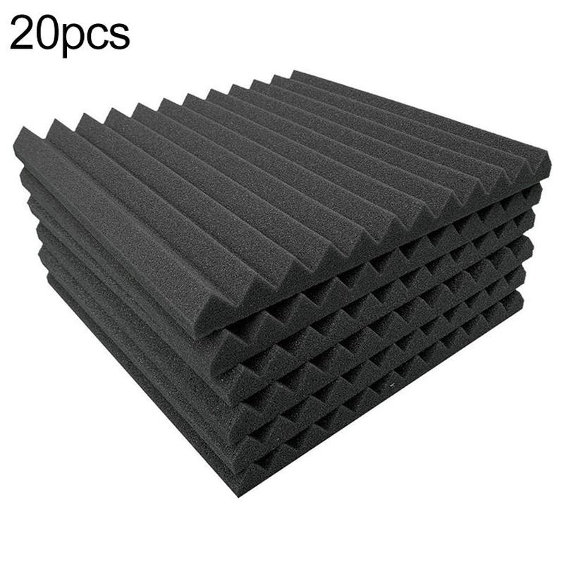 20pcs / Pack 30x30x2.5cm Triangular Groove Style Recording Studio Drum Video Room Sound Insulation Board Silencer Cotton(Black)