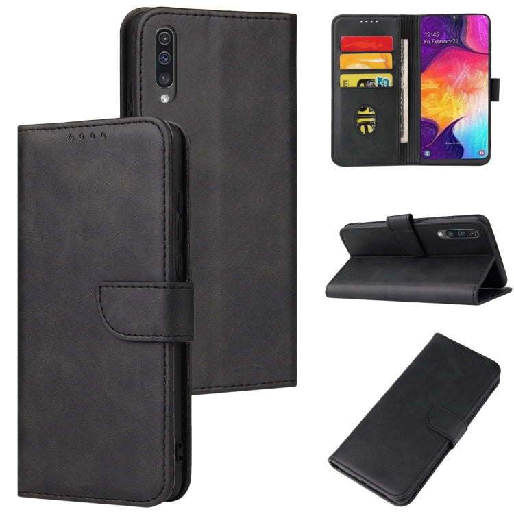 For Samsung Galaxy A50 Calf Texture Buckle Horizontal Flip Leather Case with Holder & Card Slots & Wallet(Black)