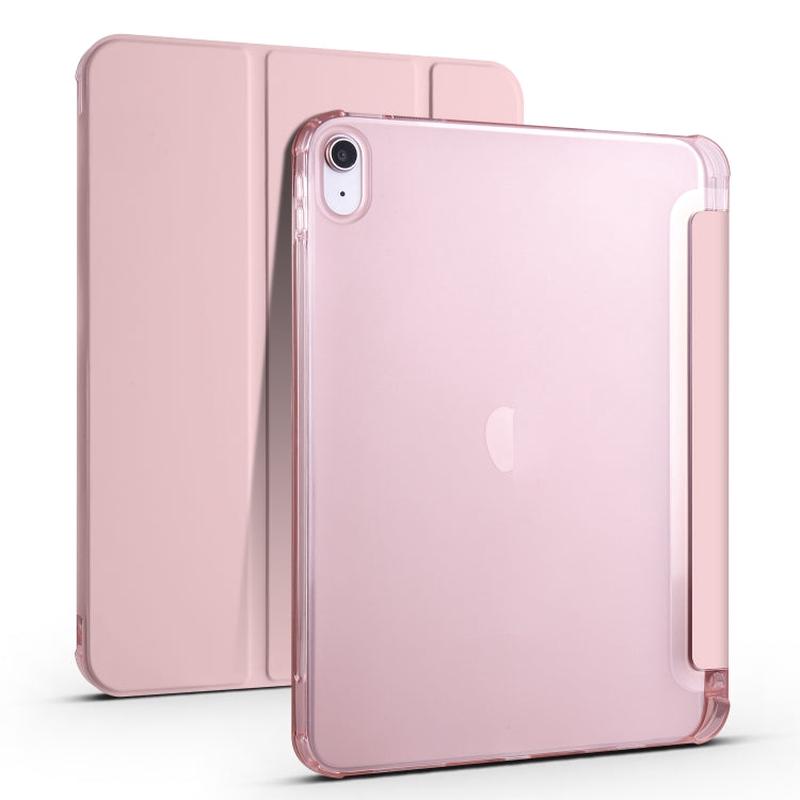 For iPad 2025 / 2022 Four-corner Airbag Shockproof Three-fold Tablet Leather Case(Pink)