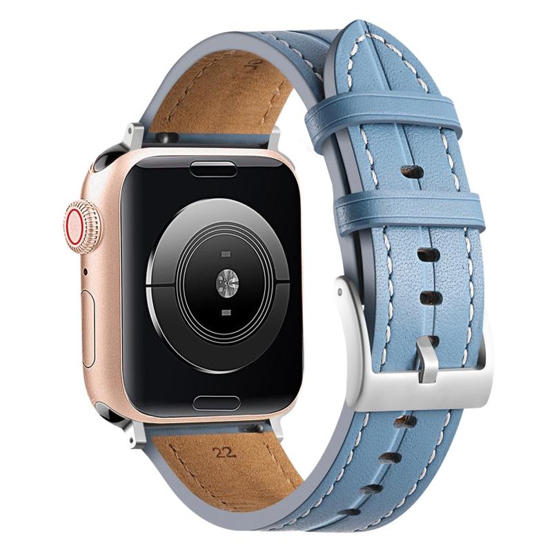 Fluted Leather Strap For Apple Watch Series 8&7 41mm / SE 2&6&SE&5&4 40mm / 3&2&1 38mm(Blue)