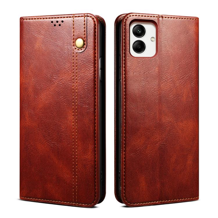 For Samsung Galaxy A07 4G Oil Wax Crazy Horse Texture Leather Phone Case(Brown)
