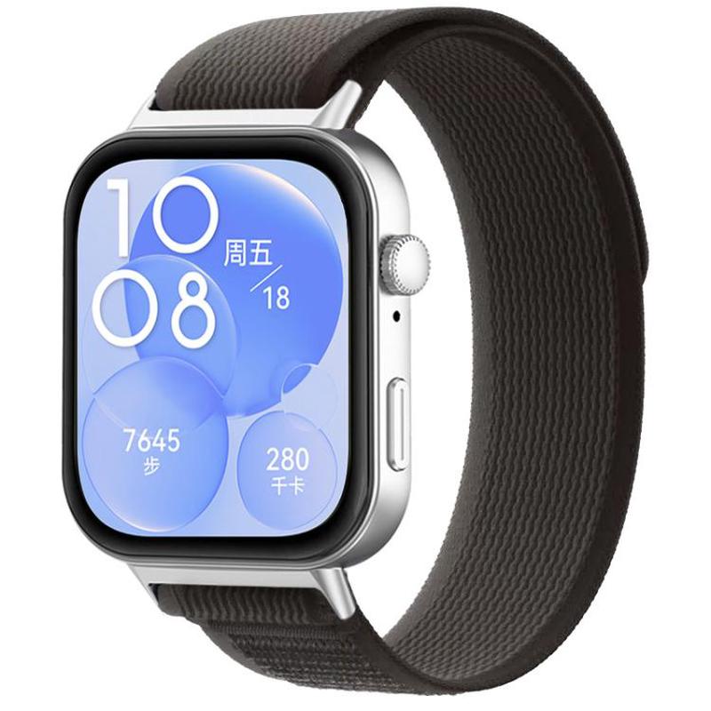 For Huawei Watch Fit3 / Fit4 / Fit4 Pro xDfind Nylon Loop Sport Watch Band(Black Grey)