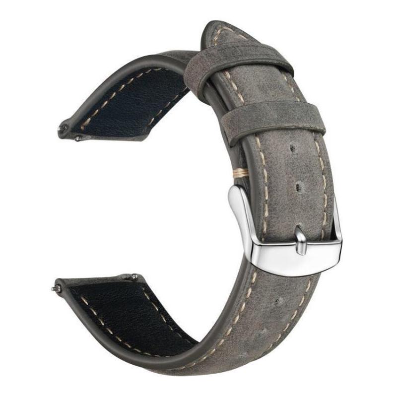 24mm for Suunto 9 / 9 Baro / D5 / Core / 7 xDfind Retro Crazy Horse Texture Leather Watch Band(Grey)