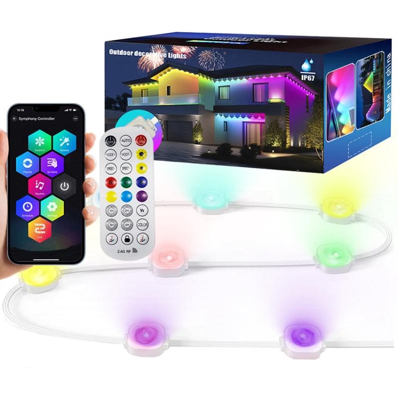 Bluetooth Outdoor Roof Lights Colorful Waterproof Smart Control Holiday Lights, Style: 30m 60 Lights(EU Plug)