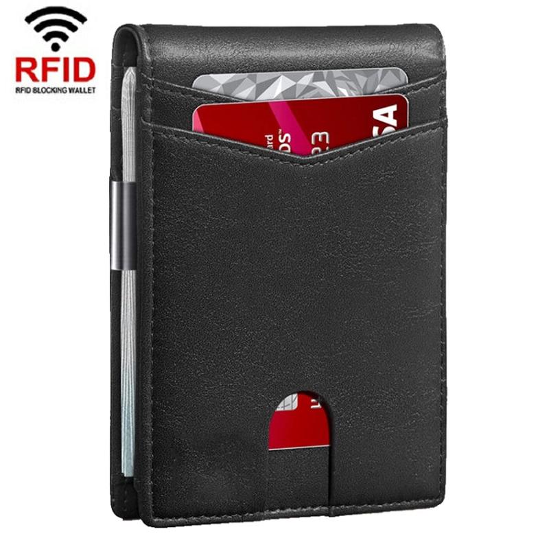 RFID Anti-Magnetic And Anti-Theft Leather Multi-Card Credit Card Wallet Coin Purse(Black)
