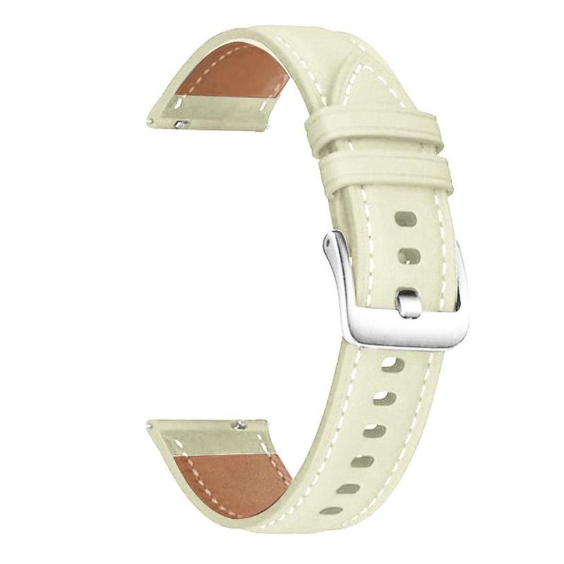 20mm xDfind Flat Head Black Shark Fine Grain Leather Watch Band(Creamy White)