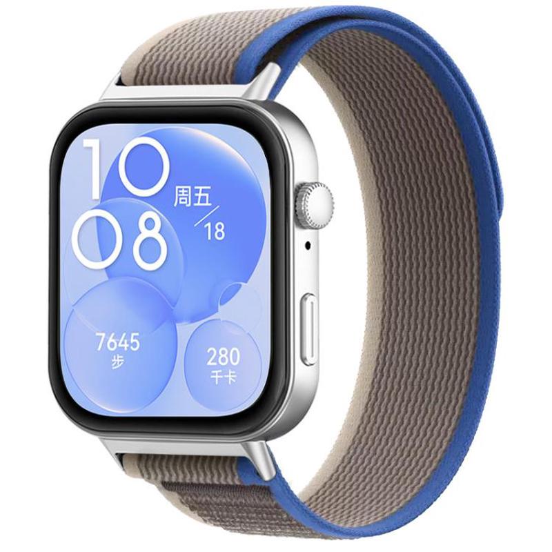 For Huawei Watch Fit3 / Fit4 / Fit4 Pro xDfind Nylon Loop Sport Watch Band(Blue Grey)