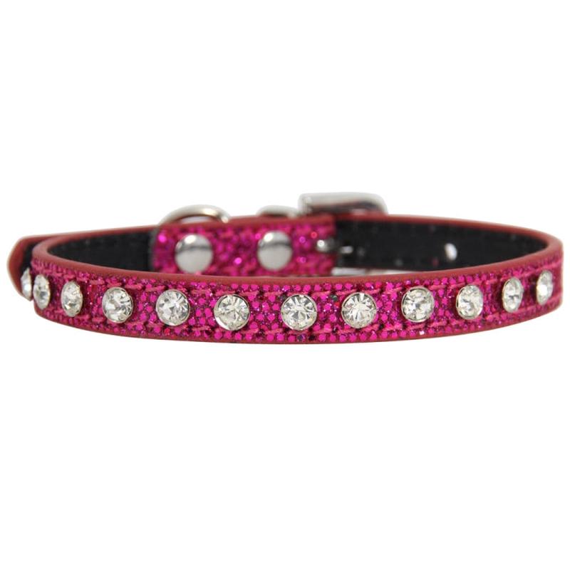 1.5 x 30cm Glitter Diamond Cat Neck Collar Decorative Supplies, Color: Diamond Rose Red