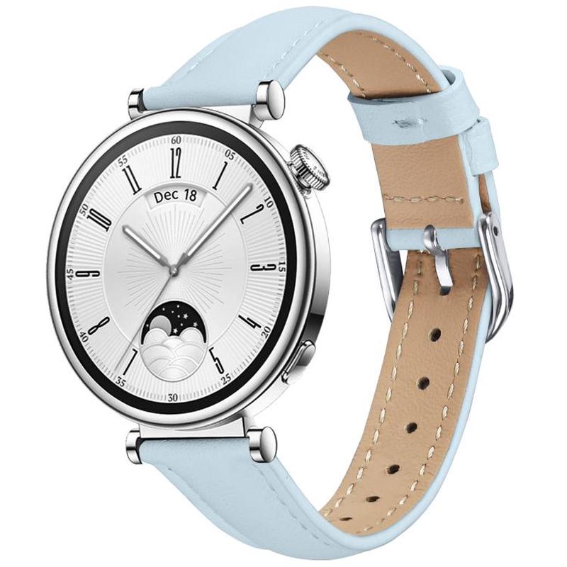 18mm Slim Genuine Leather Watch Band(Sky Blue)