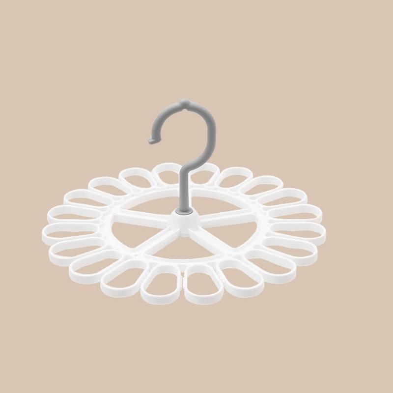 360 Degree Rotatable Sock Hanger With 20 Clips Round Laundry Drying Rack(White)