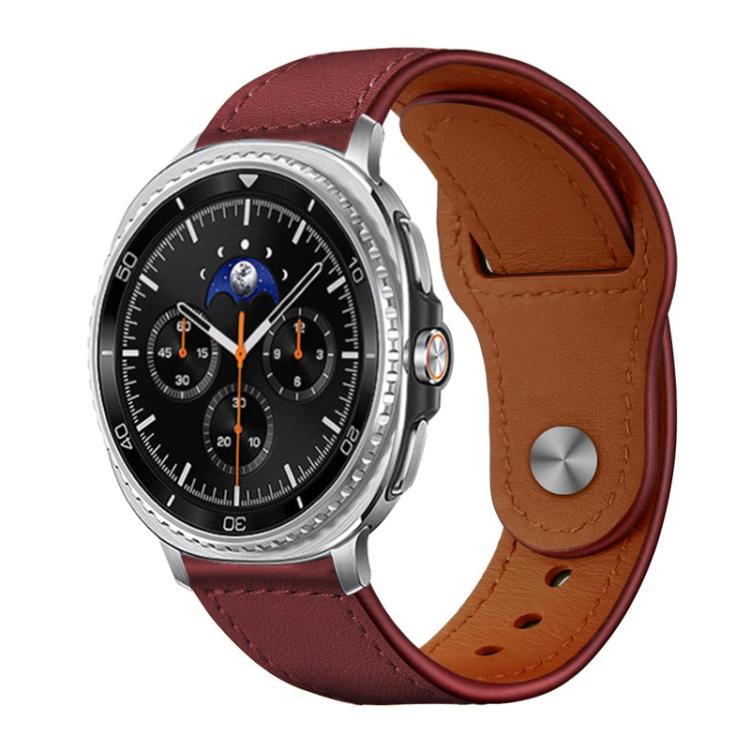 For Samsung Galaxy Watch8 / 8 Classic xDfind Rivet Buckle Genuine Leather Watch Band(Hawthorn Red)