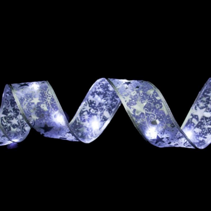 10m 100LEDs USB+Remote LED Christmas Tree Decoration Bronzing Ribbon Lights(Silver-White Light)