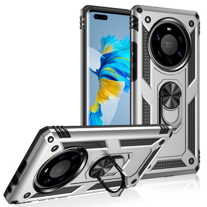 For Huawei Mate 40 Pro+ Shockproof TPU + PC Protective Case with 360 Degree Rotating Holder(Silver)