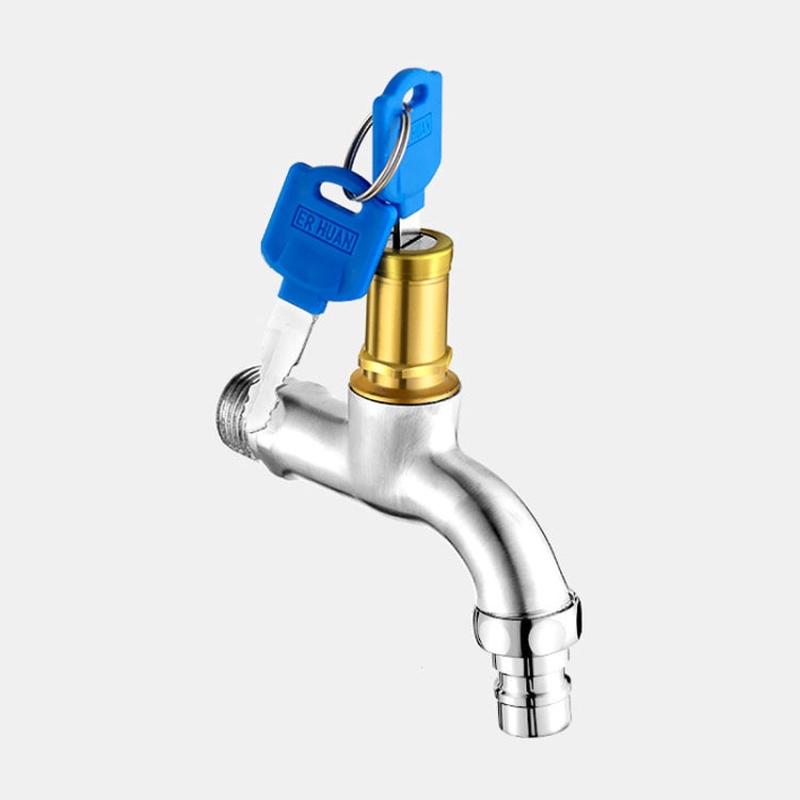 Household Faucet With Lock Outdoor Anti-theft 4 Minute Faucet, : Key 304 Stainless Steel Washer Spout