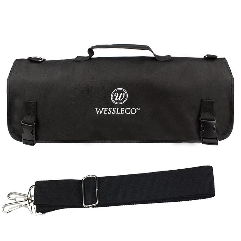 WESSLECO Chef Knife Storage Bag Knife Roll Bag(Black)