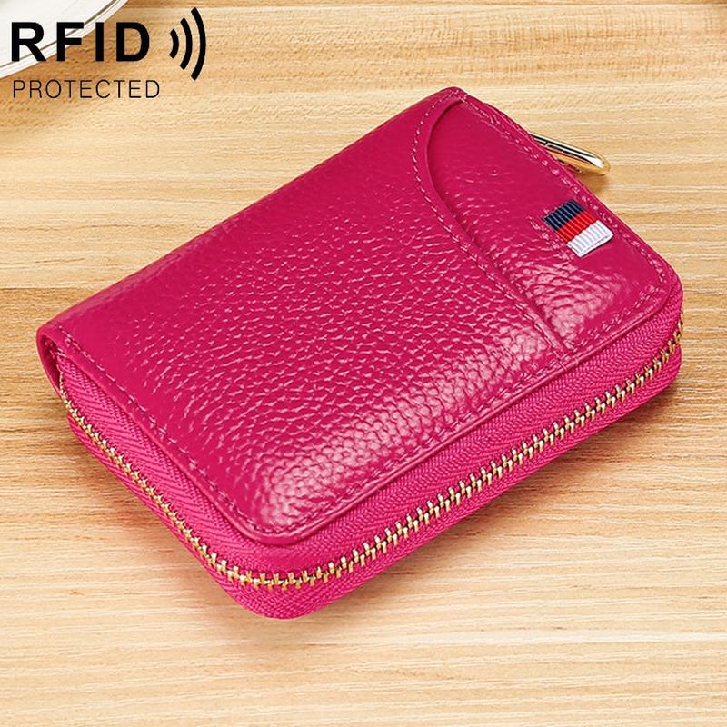 KB151 Multi-card Anti-magnetic RFID Organ Card Package Ladies Wallet (Rose Red)