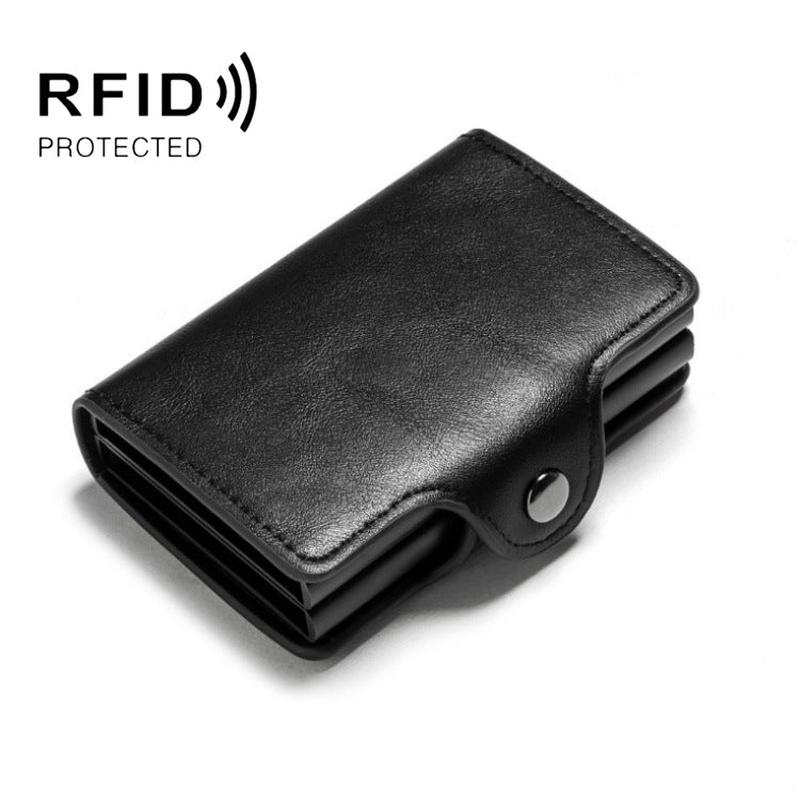 Automatic Pop-up Card Holder Metal Card Box RFID Credit Card Bank Card Box Wallet(Black)
