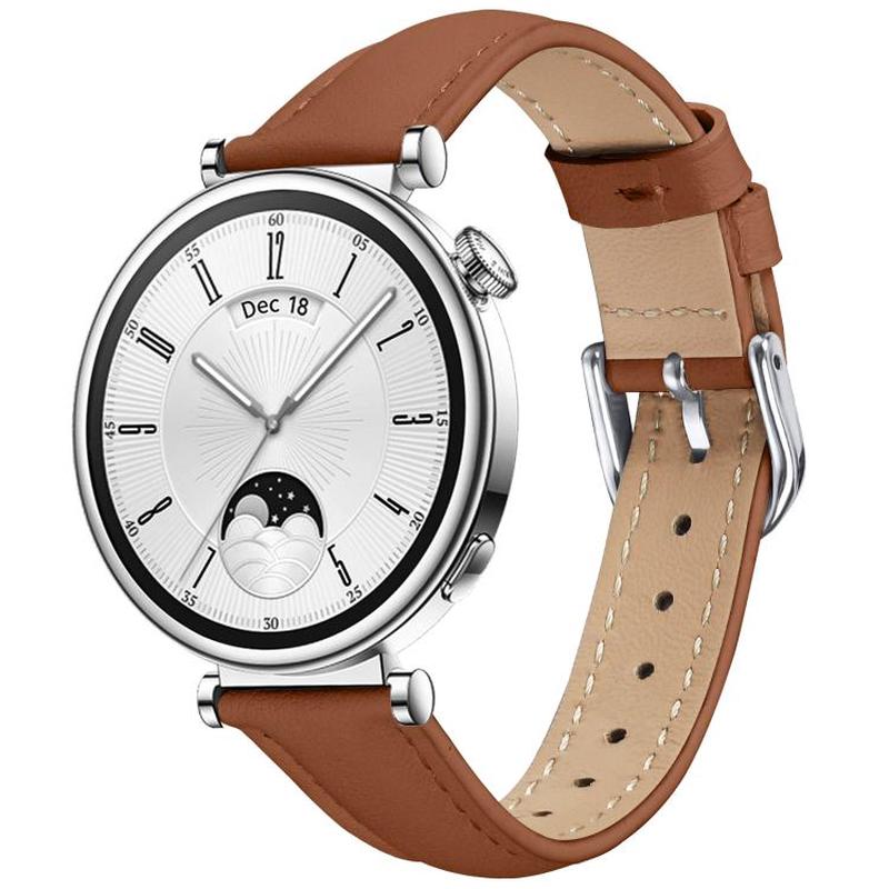 18mm Slim Genuine Leather Watch Band(Brown)