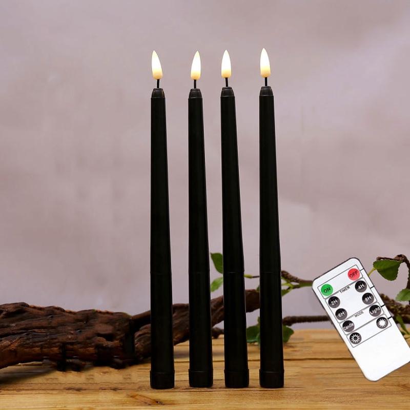4 PCS B002 Long Pole Electronic Simulation Candle Light with Remote Control(Warm White Light)