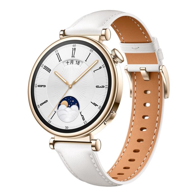 For Huawei Watch GT 4 18mm Genuine Leather Watch Band(White)