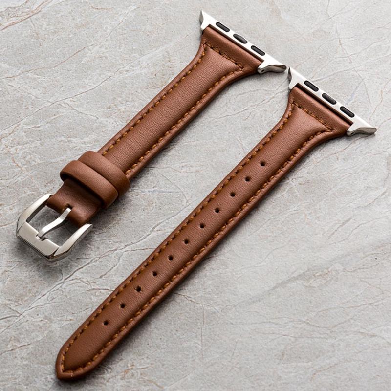 Genuine Leather Watch Band For Apple Watch Series 9&8&7 41mm / SE 3&SE 2&6&SE&5&4 40mm / 3&2&1 38mm(Brown)
