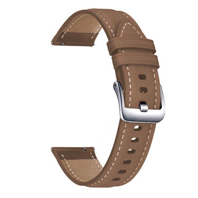 20mm xDfind Flat Head Black Shark Fine Grain Leather Watch Band(Coffee Color)