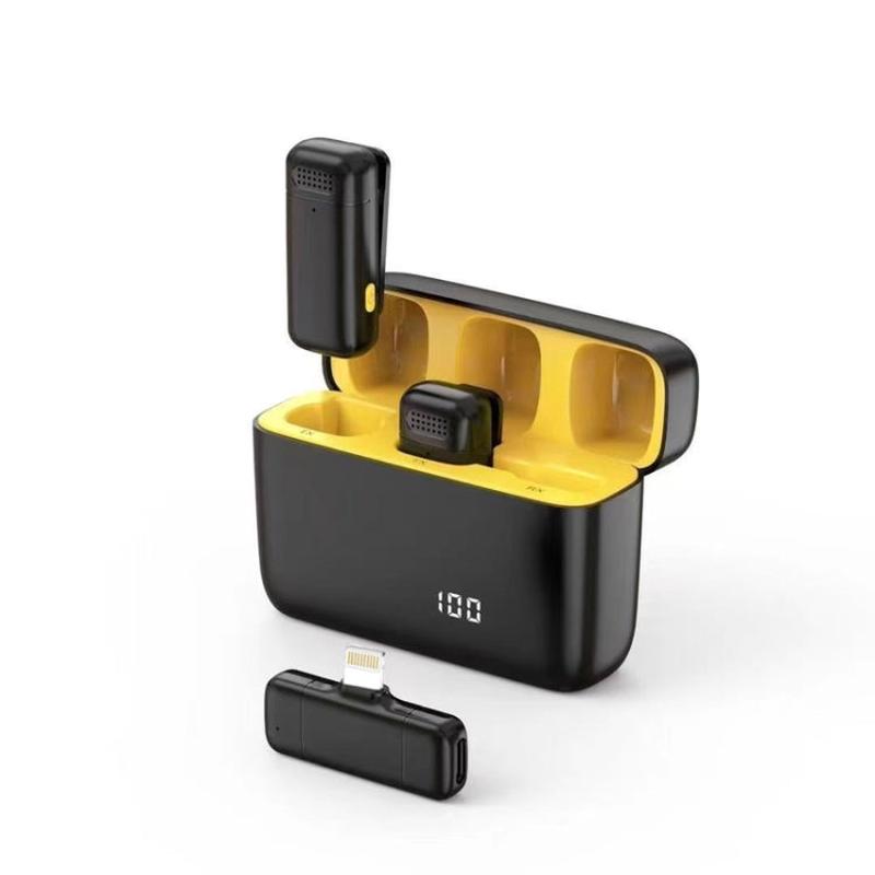 One To Two Digital Charging Compartment Lavalier Microphone Noise-Canceling Wireless Mic For Live Streaming, Interface: 8 Pin
