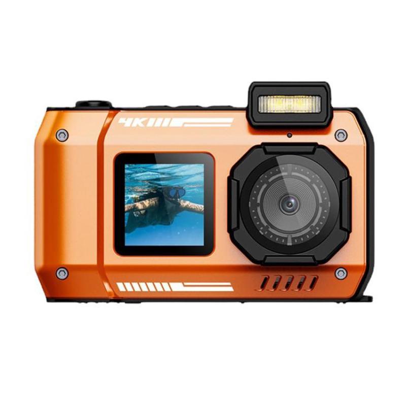 D50 IP68 Waterproof Dual-Screen Selfie Camera HD Outdoor & Underwater Camera(Orange)