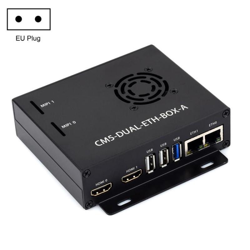 For Raspberry Pi CM5 WAVESHARE Gigabit / 2.5G Dual Network Port Expansion Board Support Access To RJ45 And Dual 4K Outputs EU Plug