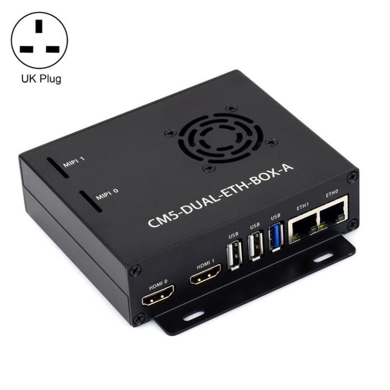 For Raspberry Pi CM5 WAVESHARE Gigabit / 2.5G Dual Network Port Expansion Board Support Access To RJ45 And Dual 4K Outputs UK Plug