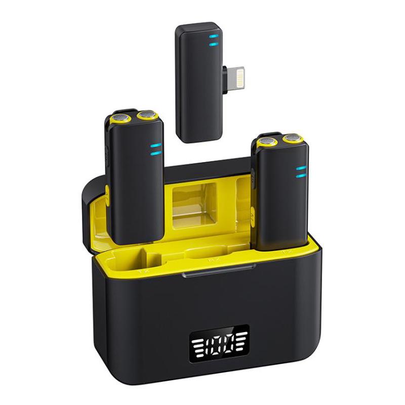 K15 2 in 1 Mini Lavalier Wireless Microphone, Model:8 Pin Plug(Black Yellow)