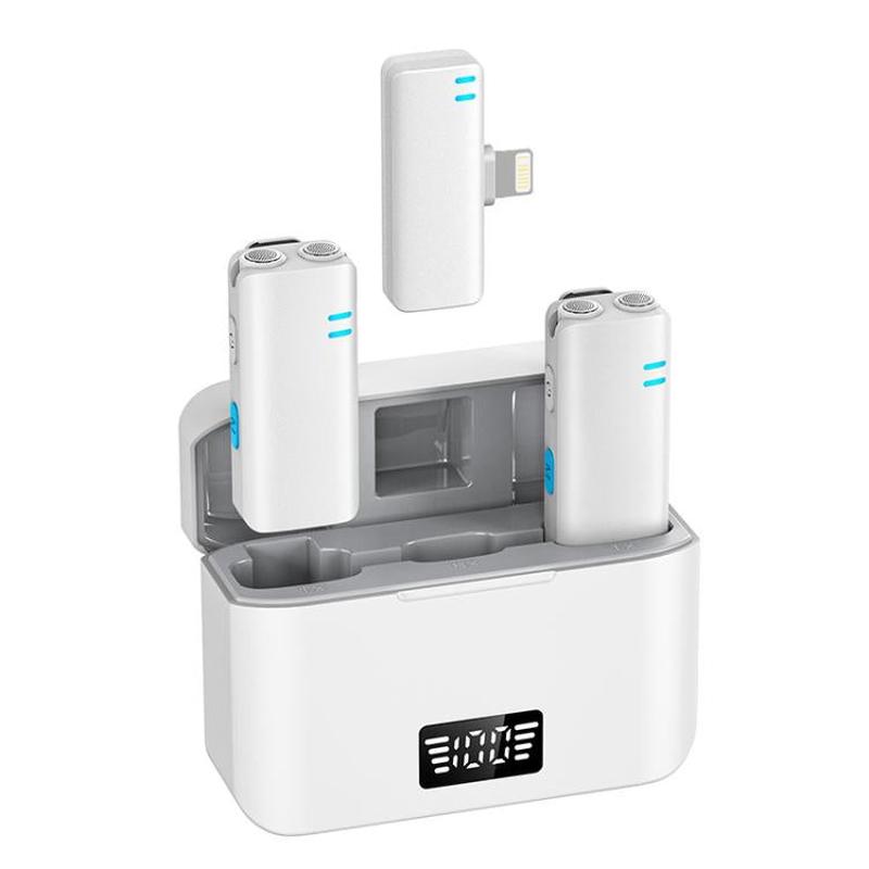 K15 2 in 1 Mini Lavalier Wireless Microphone, Model:8 Pin Plug(White Grey)