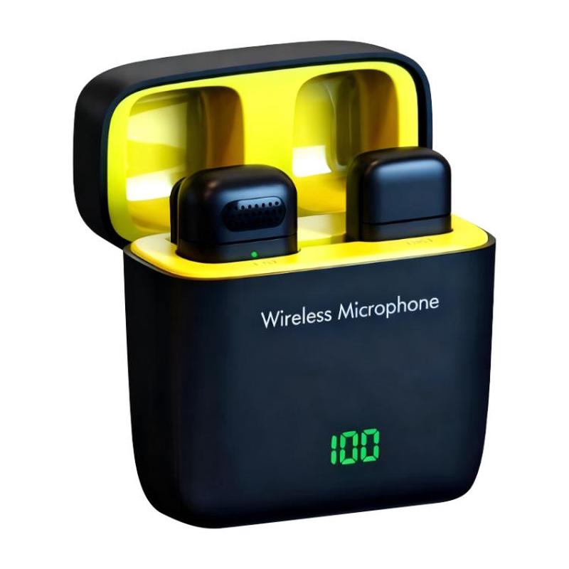 K6 Mini Lavalier Wireless Microphone Live Audio Recording, Model:8 Pin Plug(Black Yellow)