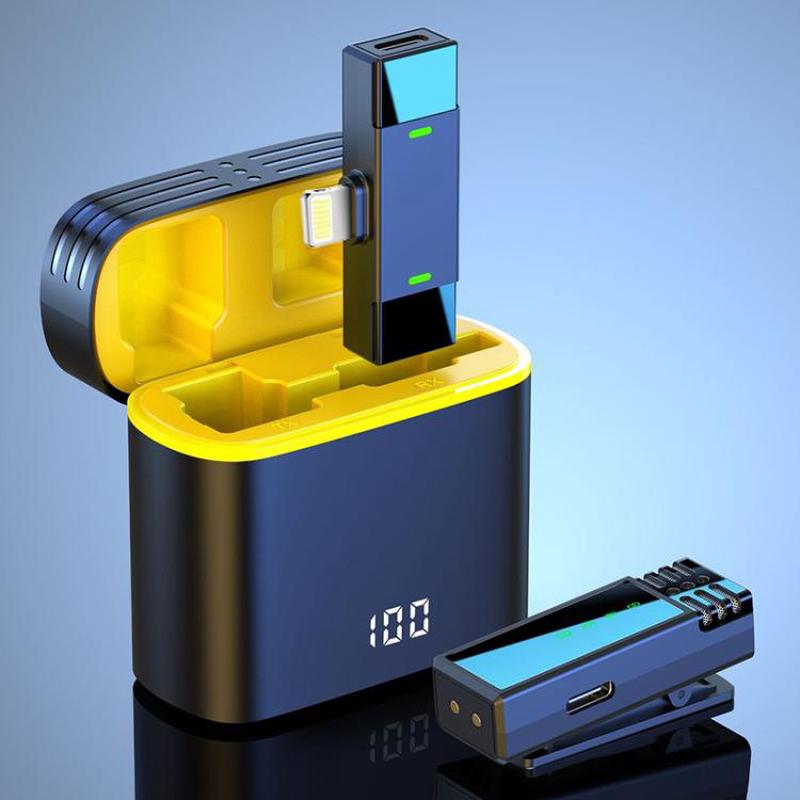 J68 Live Audio Recording Mini Lavalier Wireless Microphone, Model:8 Pin Plug(Black Yellow)