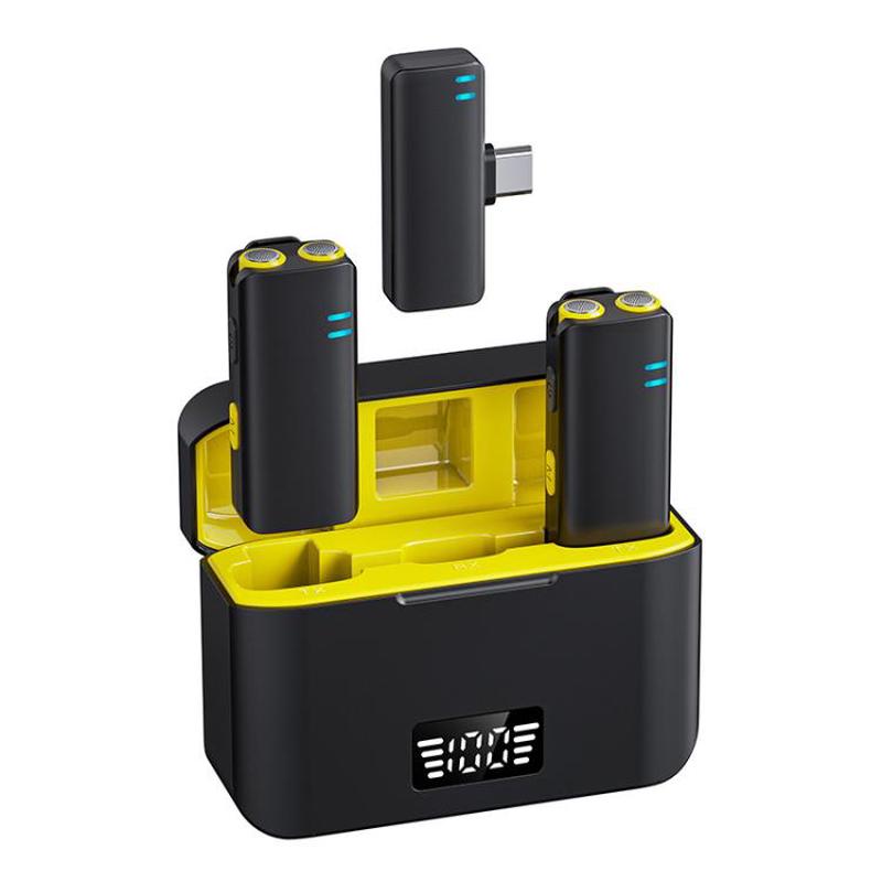 K15 2 in 1 Mini Lavalier Wireless Microphone, Model:Type-C Plug(Black Yellow)