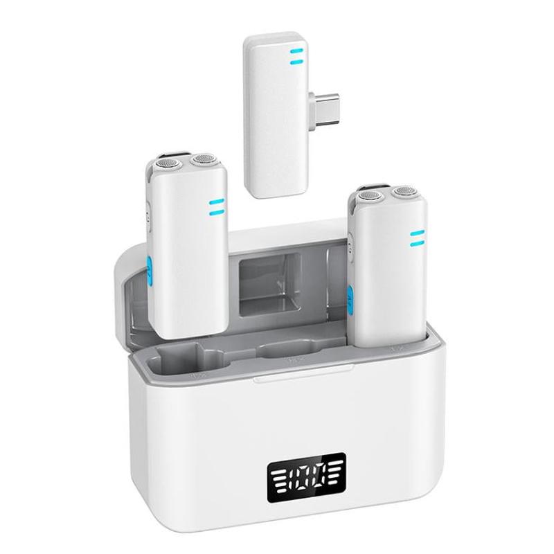 K15 2 in 1 Mini Lavalier Wireless Microphone, Model:Type-C Plug(White Grey)