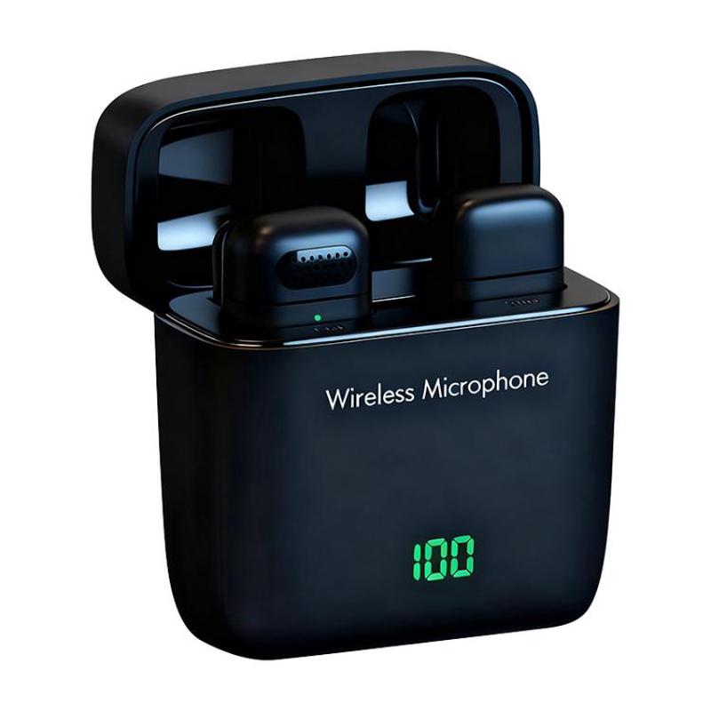 K6 Mini Lavalier Wireless Microphone Live Audio Recording, Model:8 Pin Plug(Black)