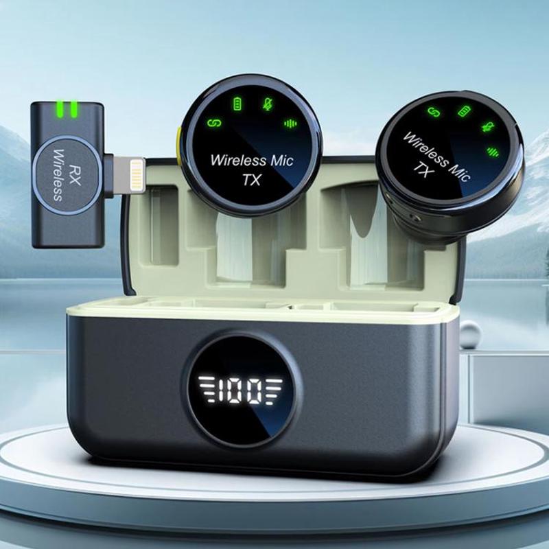 S5 2 in 1 Mini Magnetic Clip Wireless Microphone with Charging Case, Model:8 Pin Plug(Black Yellow)