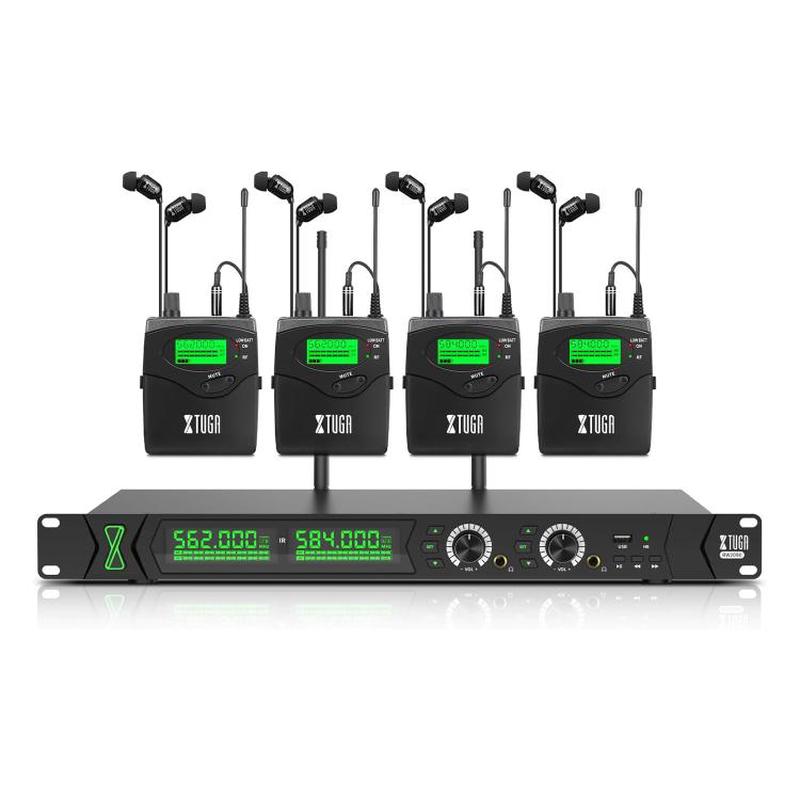 XTUGA RW2090 Professional Stage Wireless 2 Channel In Ear Monitoring System 4 in 1(EU Plug)