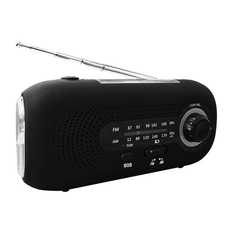 SOS Emergency Solar Hand Crank Weather Radio, No Battery, Size: Japan Version(Black)