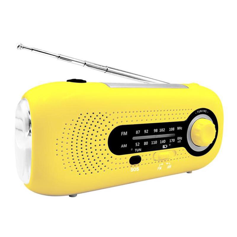 SOS Emergency Solar Hand Crank Weather Radio, No Battery, Size: US Version(Yellow)