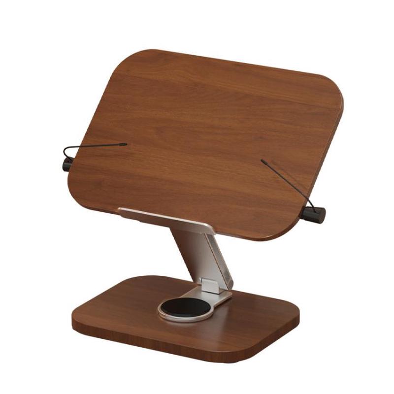 Adjustable 360-Degree Rotating Reading Stand With Walnut Wood Desktop Book Holder And Laptop Stand(M1)