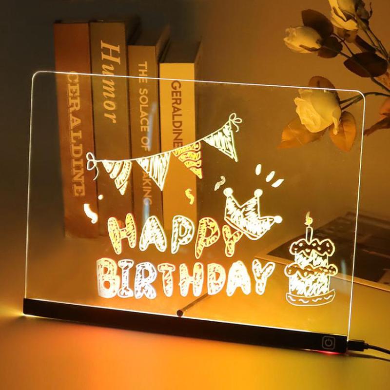 Luminous Transparent Acrylic Erasable Fluorescent Writing Message Board Billboard, Size: RGB 30x20cm