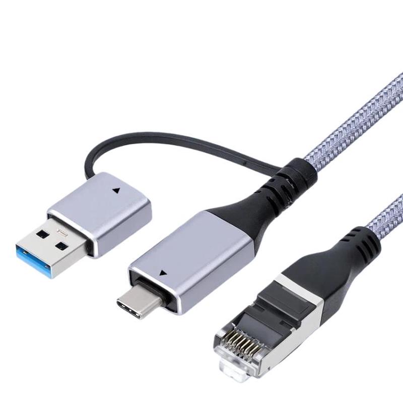 USB-C/USB 3.0 To RJ45 Gigabit Ethernet Cable LAN Converter, Length: 2m